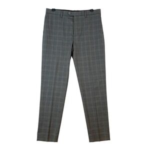 Banana Republic Tailored Fit Plaid Dress Pants Men 34x34* Gray Wool Blend Office